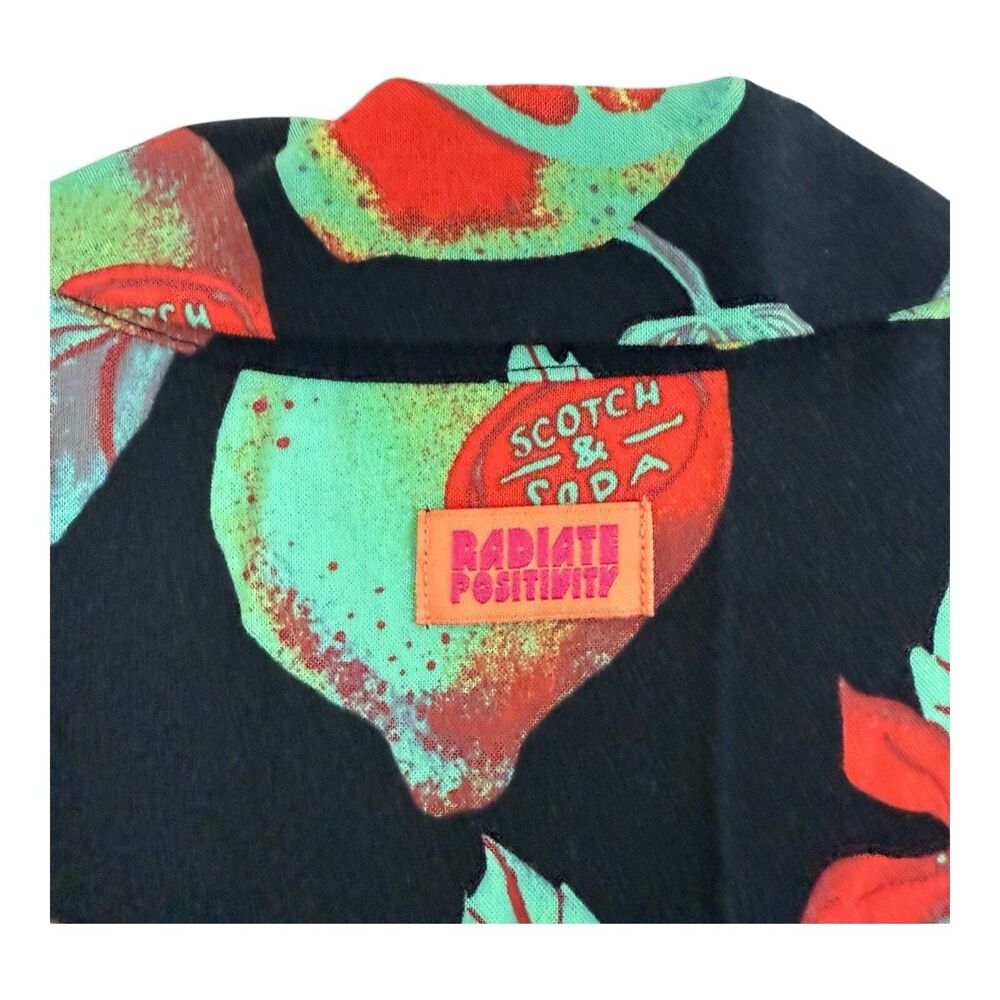 Scotch & Soda Camp Shirt Sz 36 Small Amsterdam Radiate Positivity Lemon Print - Picture 5 of 10
